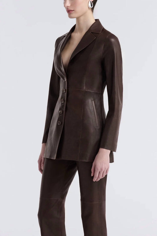 Monica Fitted Leather Blazer