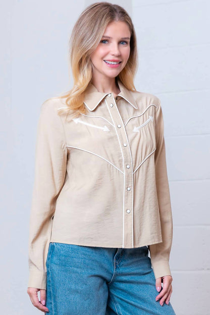 Long Sleeve Button-down Blouse