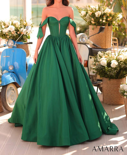 Off-shoulder Bow Ball Gown With Sweetheart Bodice