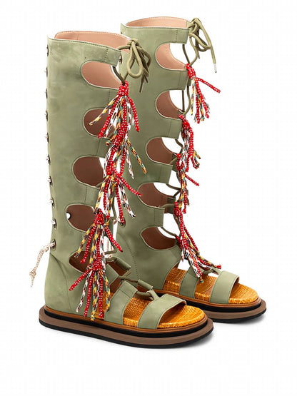 Women's Lace-up Tassel Sandal