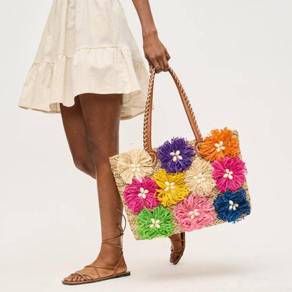 Women's Queenie Floral Straw Tote Bag