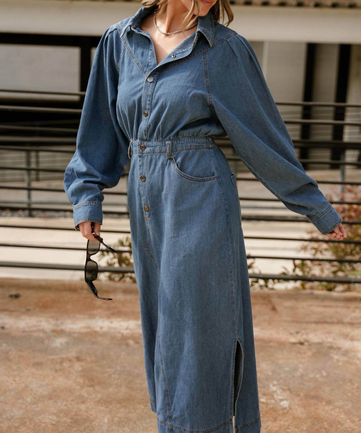 How Very Loved - Tianna Denim Midi Dress - Rack Hunt -