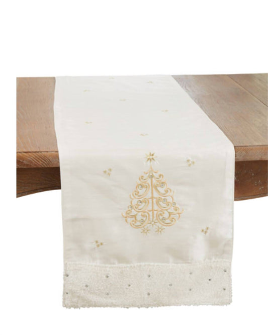 Embroidered Christmas Tree Table Runner