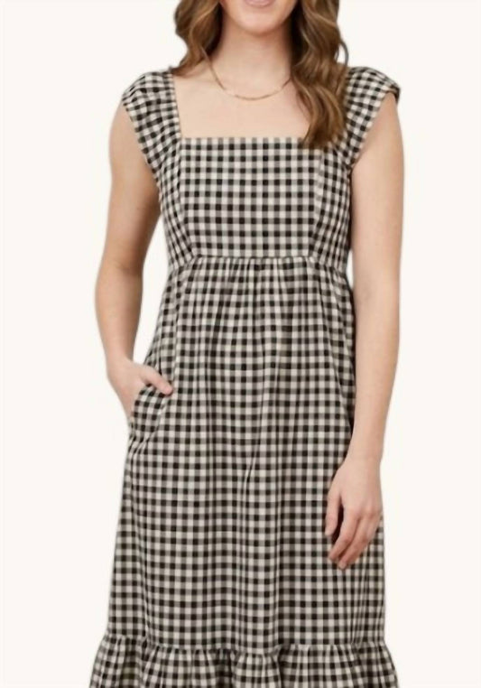 Gingham Flutter Sleeve Maxi Dress