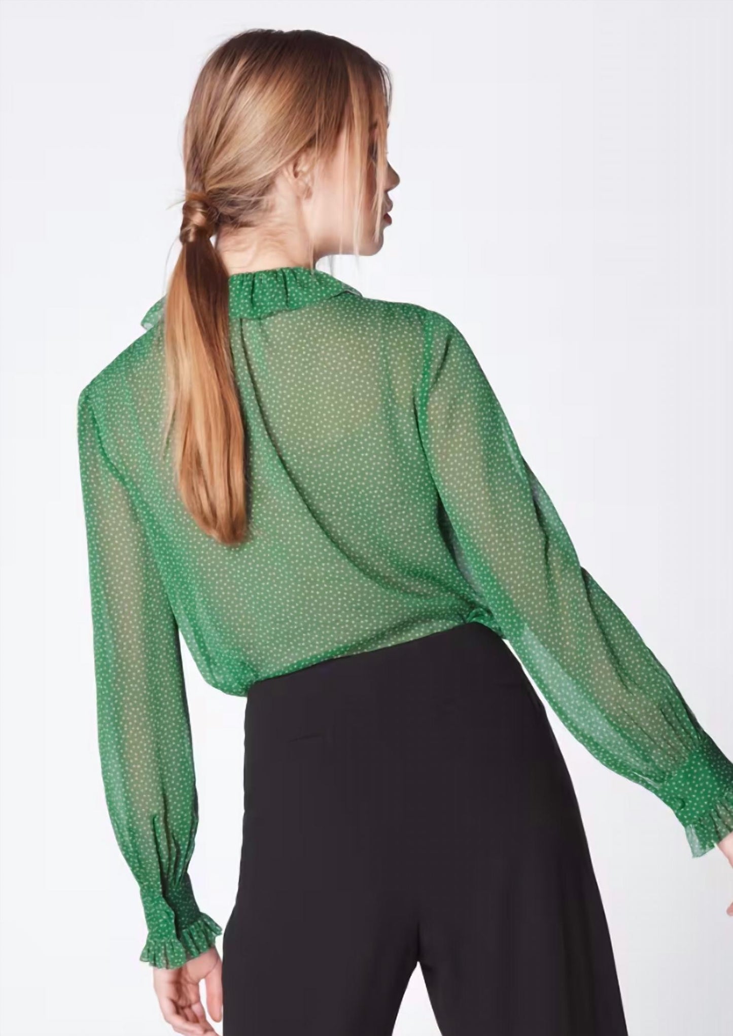 Eliza Spot Print Frill Collar Blouse