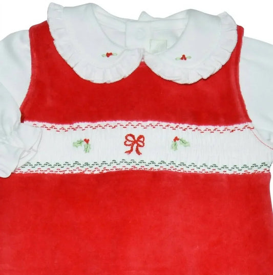 Baby Threads - Baby Girls Holly & Bows 2-piece Romper Set - Rack Hunt