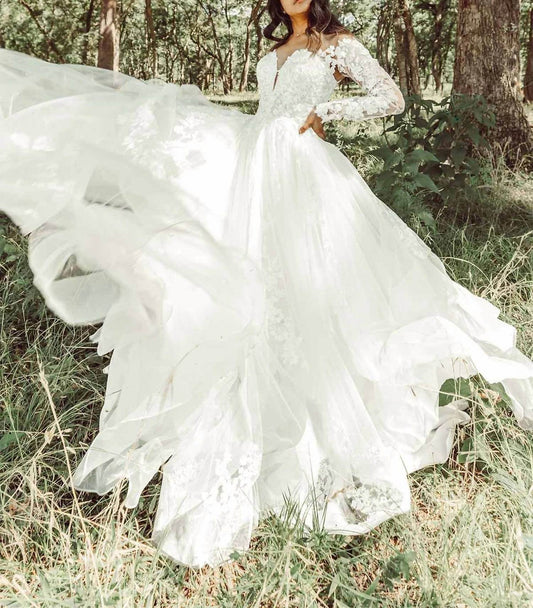 Essence of Australia - Off-shoulder Lace Wedding Gown - Rack Hunt