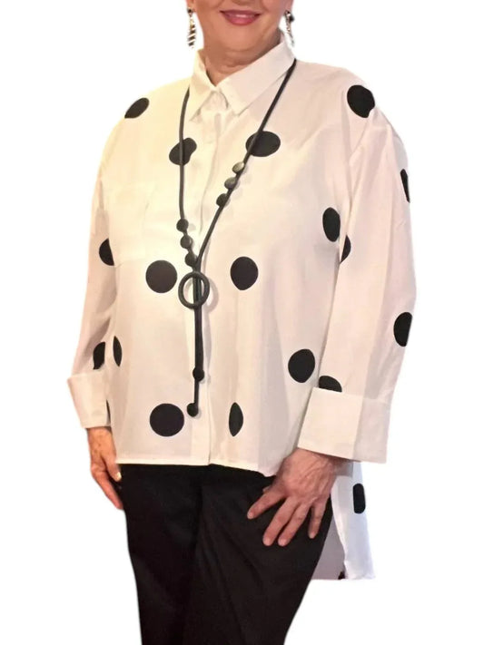 Diva USA - Collared Button-through Blouse With High-low Hem - Rack Hunt