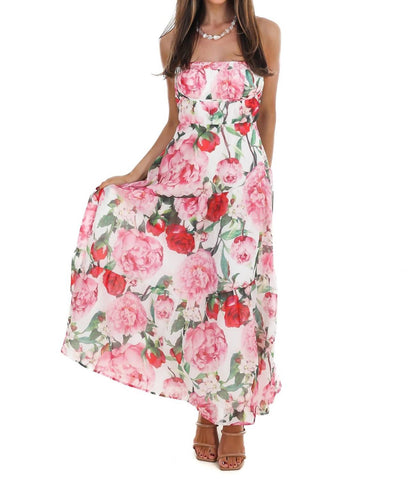 Women's Afternoon Garden Stroll Strapless Maxi Dress