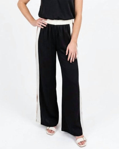 Satin Color Block Pull On Pants