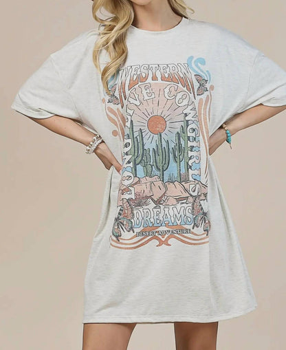 Western Dreams Graphic T-Shirt Dress
