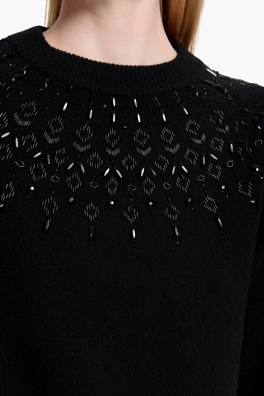 Harold Beaded Neckline Wool Sweater