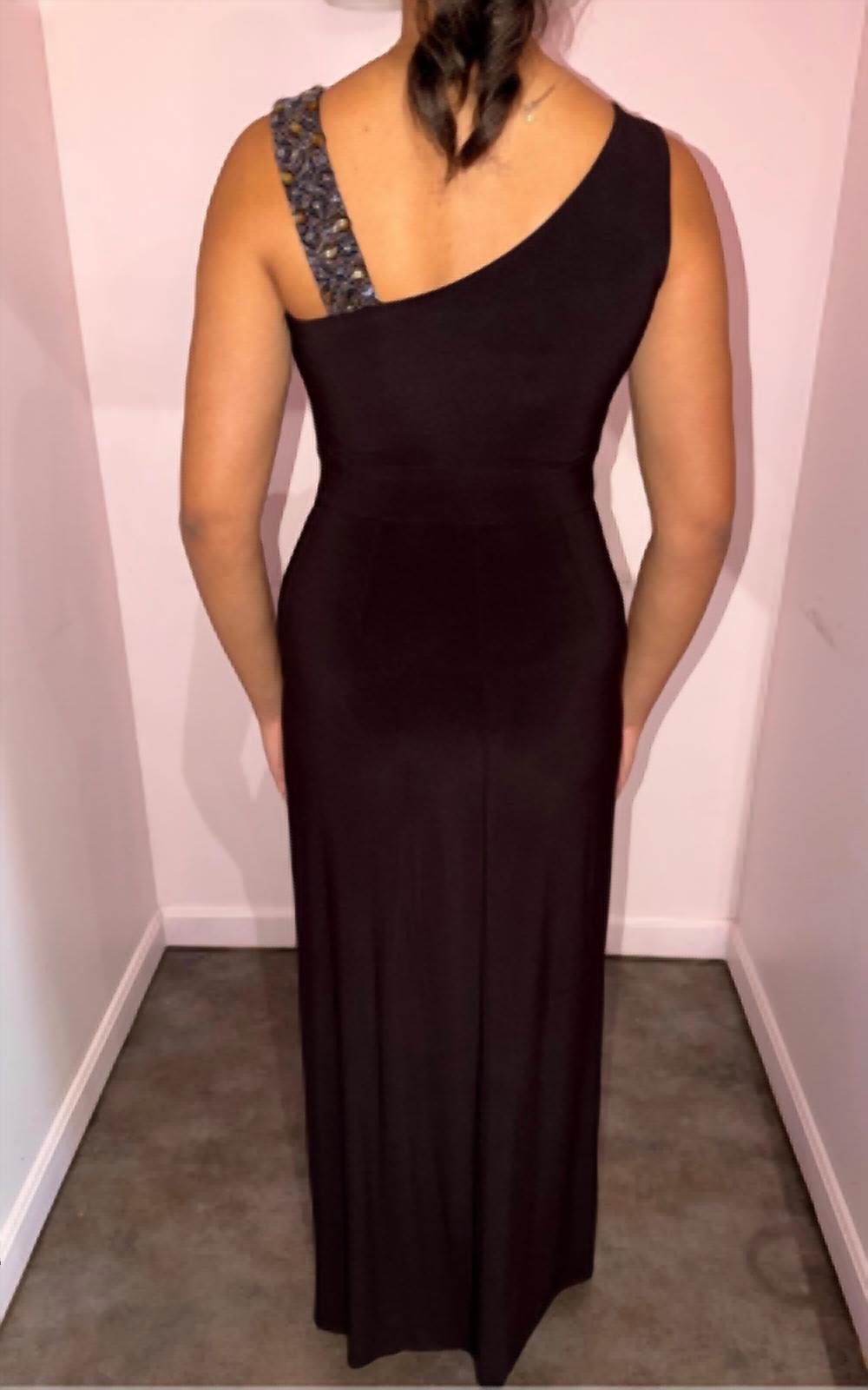 Beaded One Shoulder Jersey Gown
