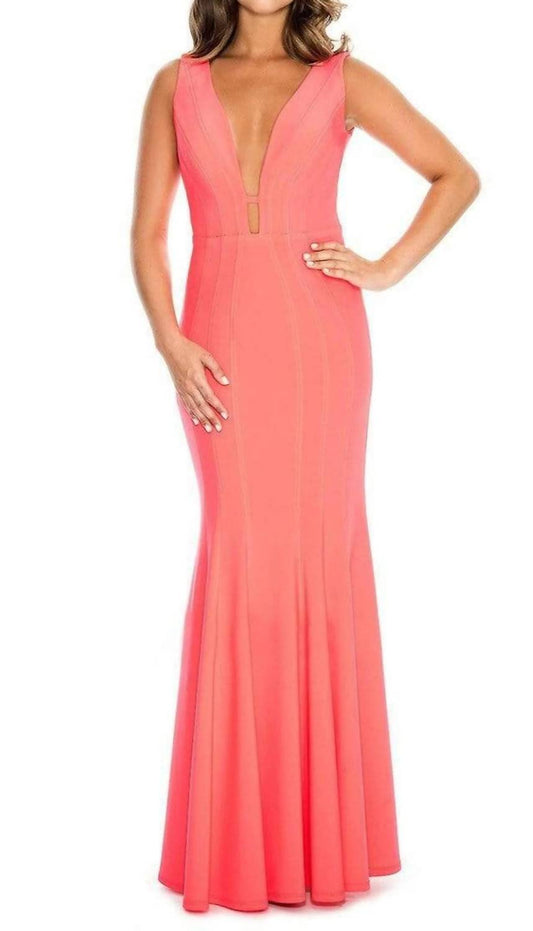 Sleeveless Plunging Bodice Sheath Dress