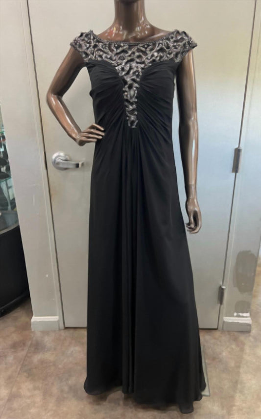 Women's Beaded Cap Sleeve Gown