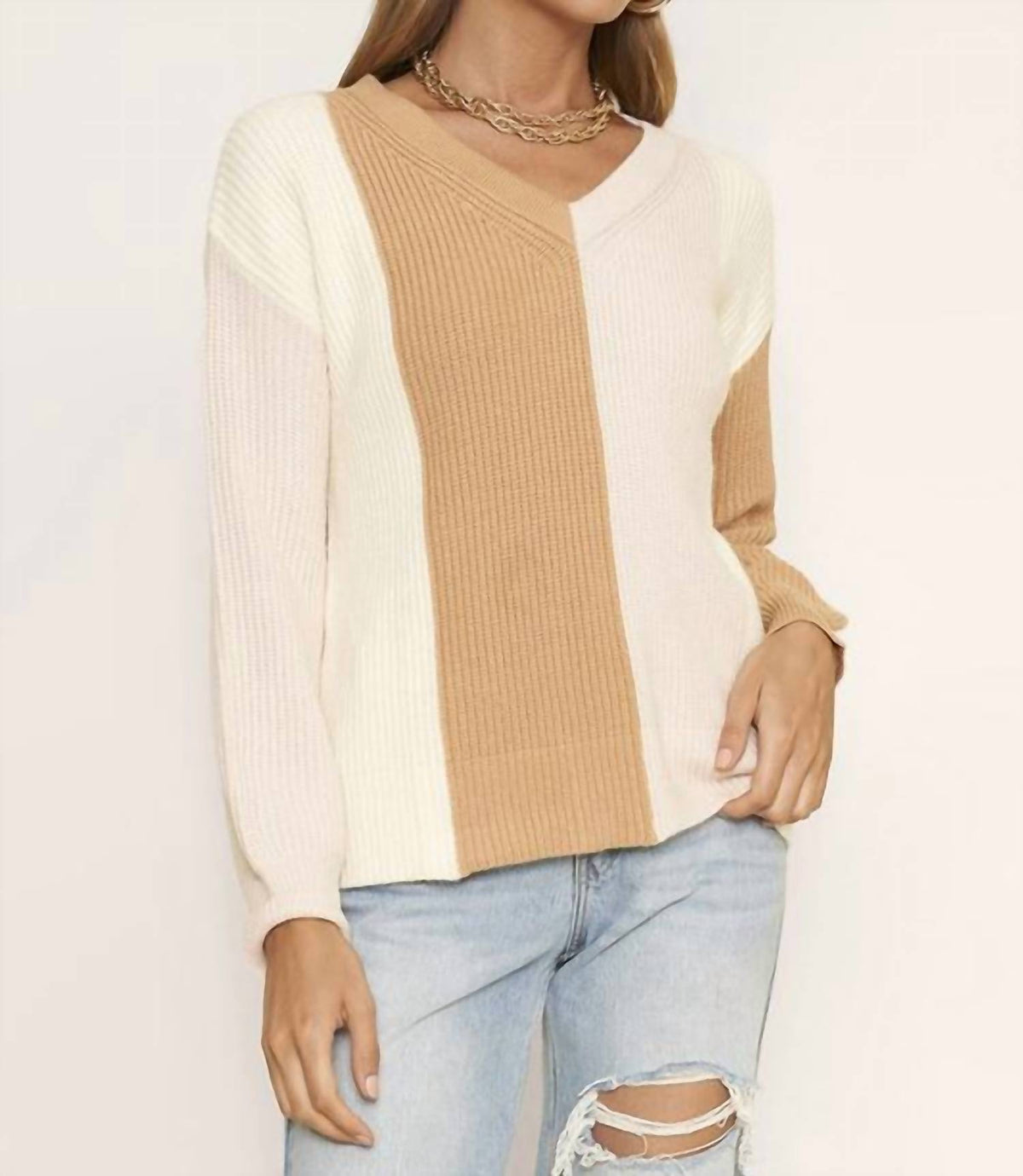 COLORBLOCK KNIT SWEATER