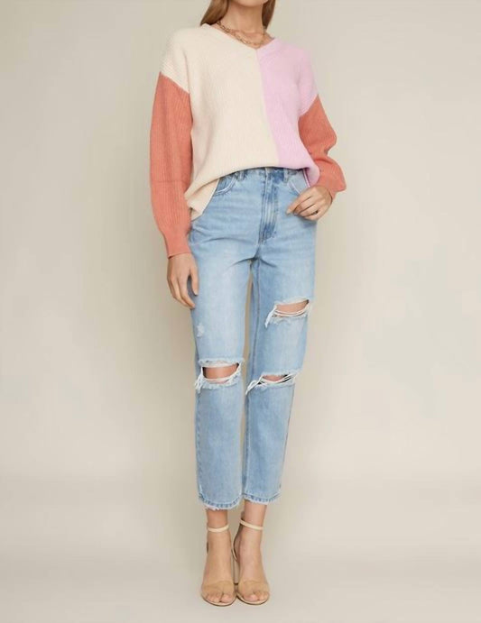 Multi Color Long Sleeve Knit Sweater