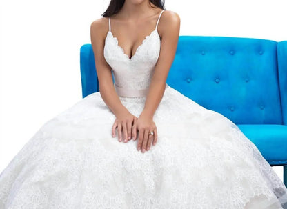 Allure Bridals - Lace Ballgown with Sheer Chiffon Stripes - Rack Hunt