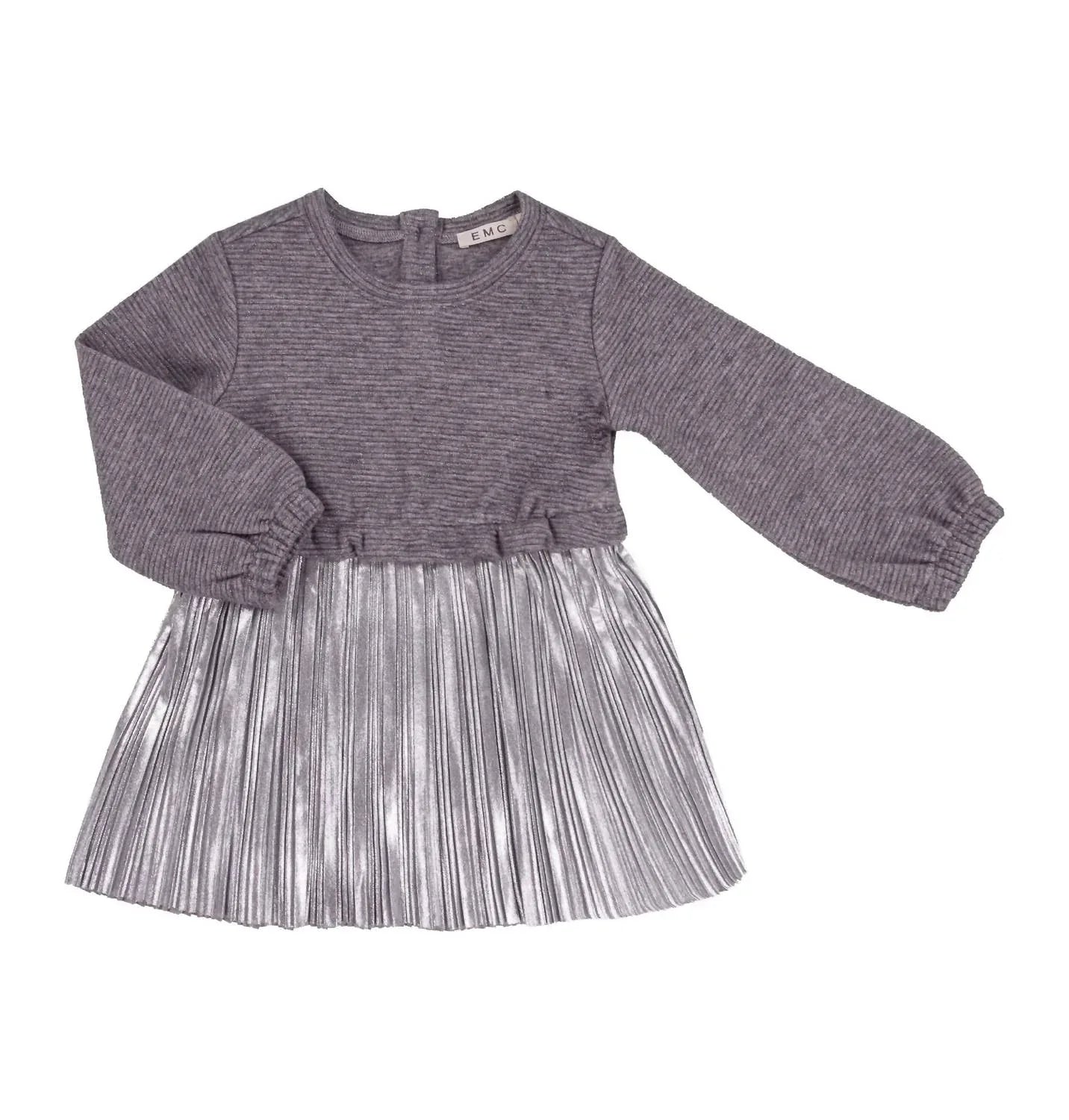 EMC - Girl's One Piece Knit Top And Metallic Pleated Dress - Rack Hunt