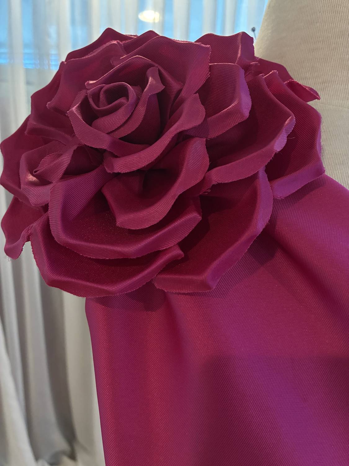 Alfred Sung Flower One-Shoulder Column Gown
