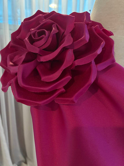Alfred Sung Flower One-Shoulder Column Gown