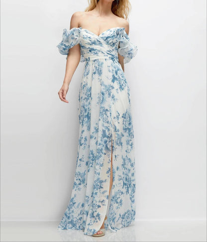 Dramatic Ruffle Edge Strap Chiffon Maxi Dress