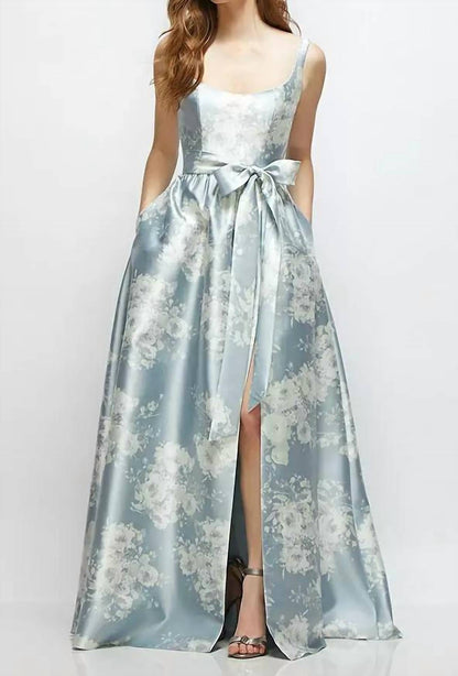 Floral Scoop-Neck Tank Bodice Maxi Dress