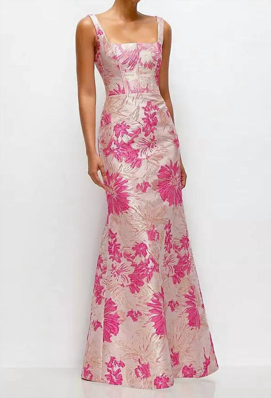 Jacquard Square Neck Maxi Dress