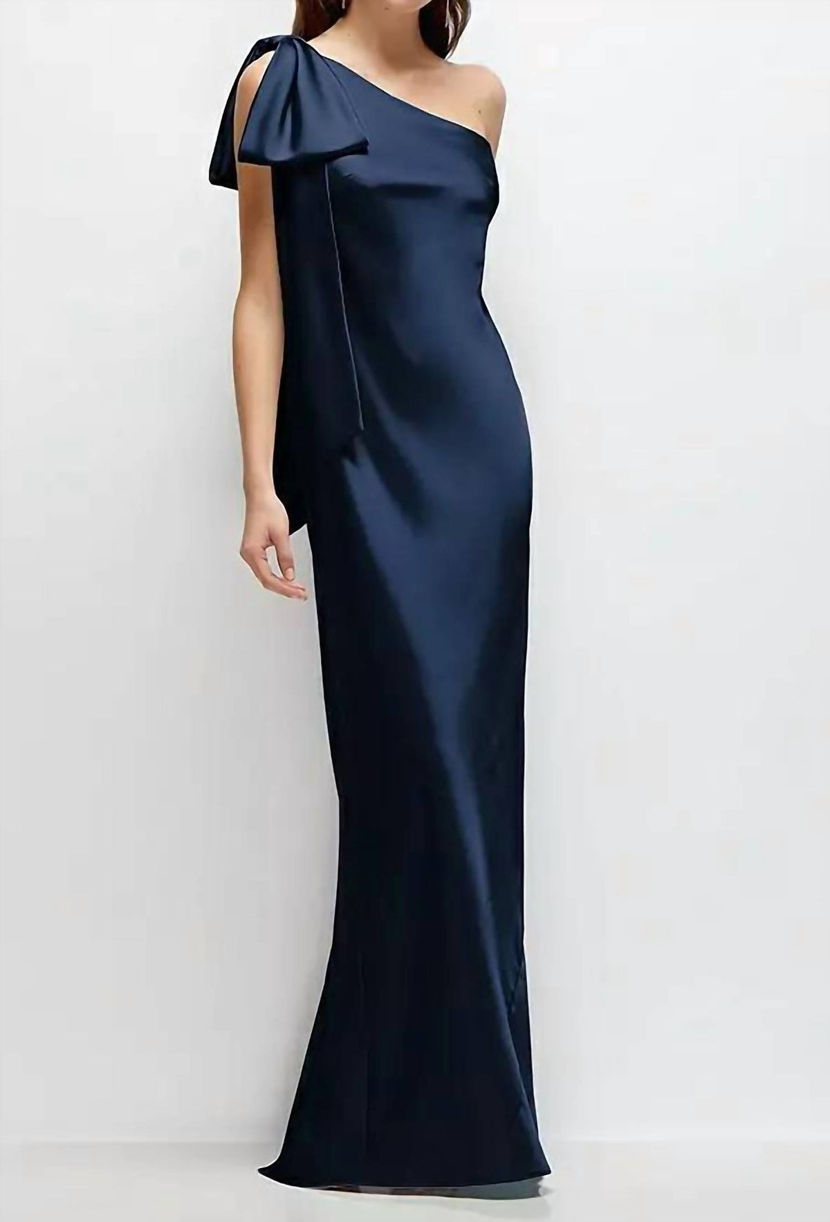 One-Shoulder Bias-Cut Satin Maxi Dress