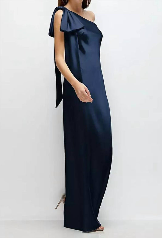 One-Shoulder Bias-Cut Satin Maxi Dress