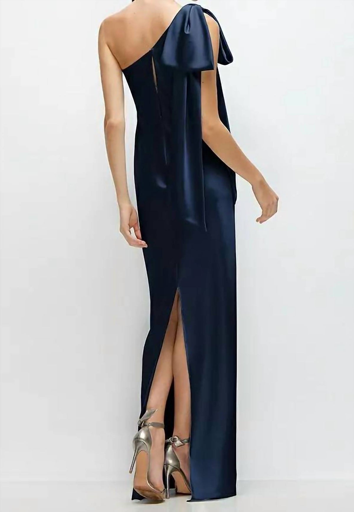 One-Shoulder Bias-Cut Satin Maxi Dress