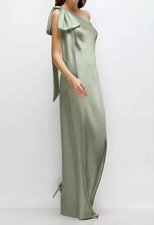 One-Shoulder Bias-Cut Satin Maxi Dress