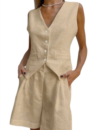Beckett Sleeveless Button Vest And Shorts Set