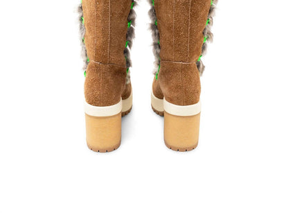 Women's Fur-trimmed Lace-up Knee-high Boots