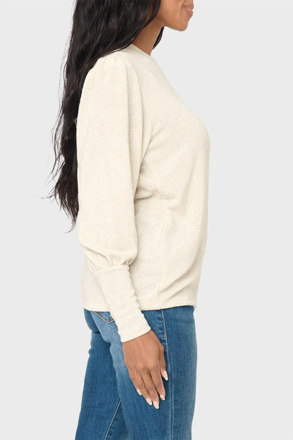 Gibsonlook - Long Puff Sleeve Crew Neck Lurex Knit Top - Rack Hunt