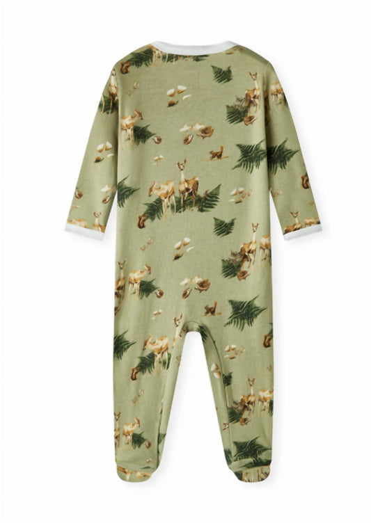 Kid's Forest Party Organic Cotton Zipper Footed Romper