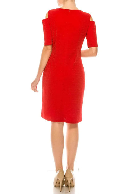 ILE Clothing - Side Pleat Cold Shoulder Sheath Dress - Rack Hunt