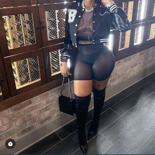 Chelle Curvy Mesh Biker Shorts
