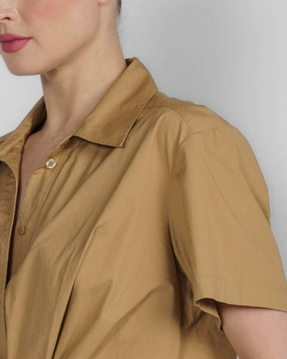 Lily Short Sleeve Cropped Cotton Shirt