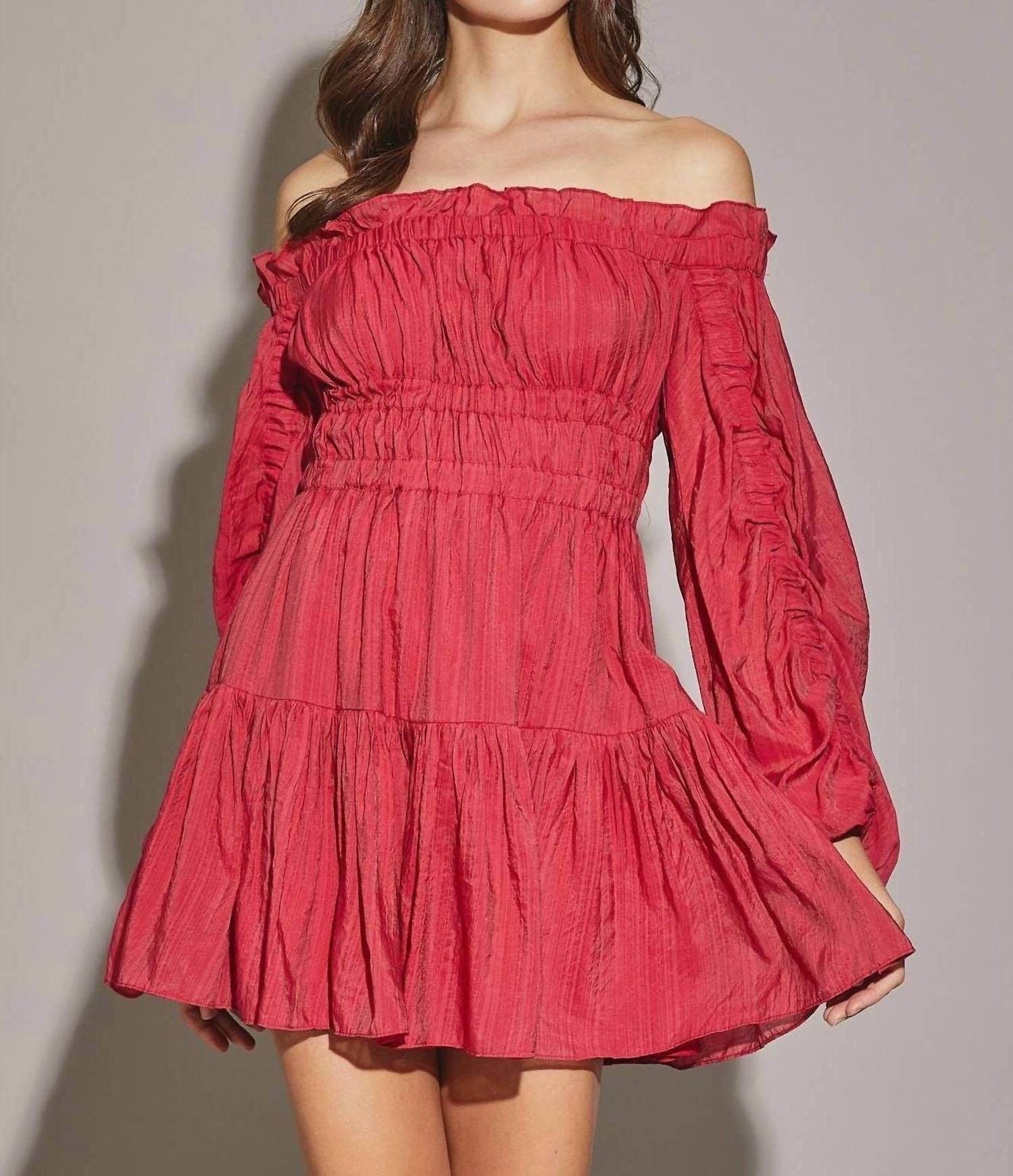Cason Couture - The Gianna Red Off The Shoulder Mini Dress - Rack Hunt