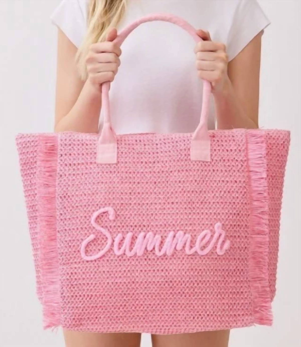 Summer Embroidered Straw Tote