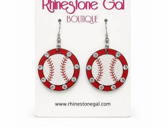Women's Rhinestone Baseball Earrings