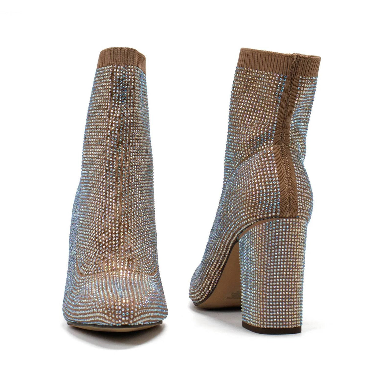 Women's Baybe Rhinestone Block Heel Sock Booties