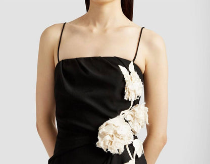 Asymmetric Draped Wool Midi Dress