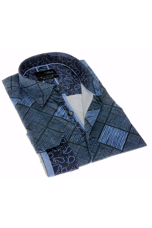 Men's Button Down Shirt With Paisley Trim