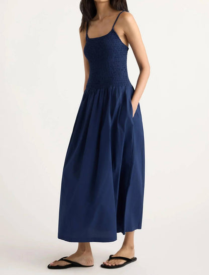 Venus Smocked Organic Cotton Midi Dress