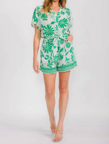 Floral Romper With Belt
