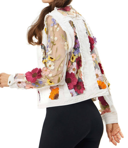Embroidered Denim And Lace Bohemian Jacket