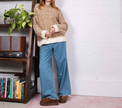 Jennie Cable Marled High Neck Balloon Sleeve Sweater