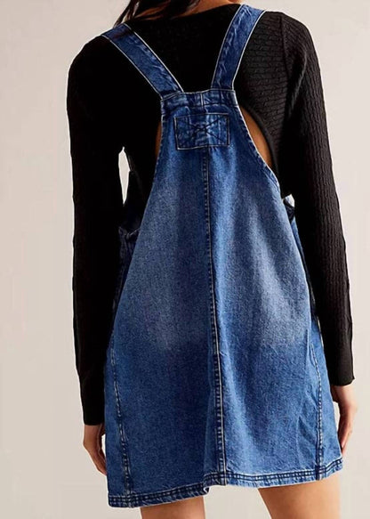 Denim Mini Overalls Dress